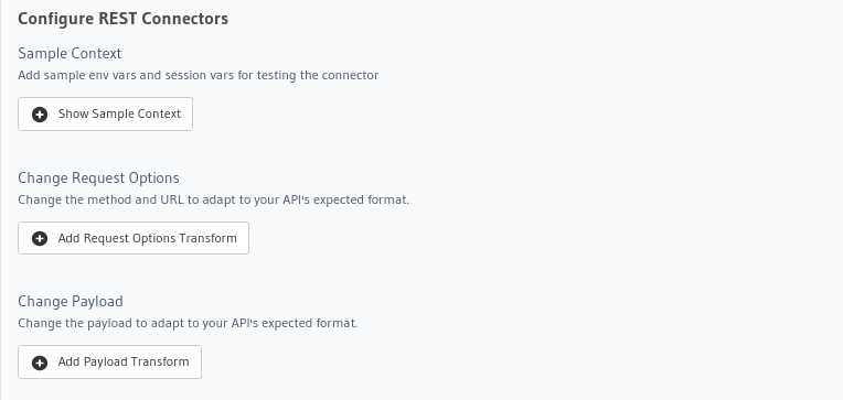 Configure REST connectors for actions